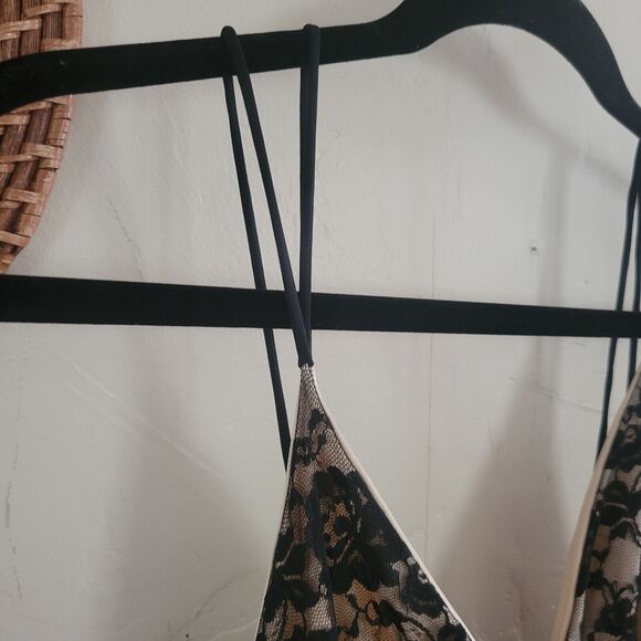 Le Voy's Black Maxi Satin Slip Dress Nightgown Lace Bust Vintage Medium - Picture 3 of 15